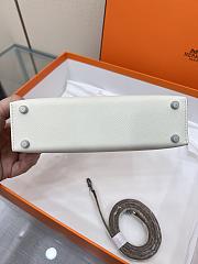 Hermes Mini Kelly White Epsom Silver 19cm - 5