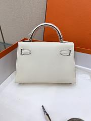 Hermes Mini Kelly White Epsom Silver 19cm - 4