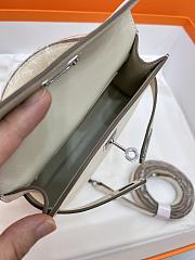 Hermes Mini Kelly White Epsom Silver 19cm - 2