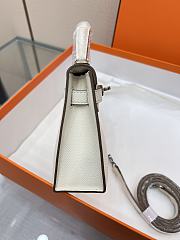 Hermes Mini Kelly White Epsom Silver 19cm - 3