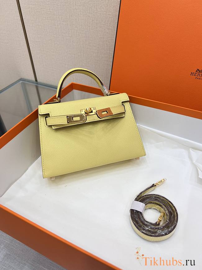 Hermes Mini Kelly Light Yellow Epsom Gold 19cm - 1