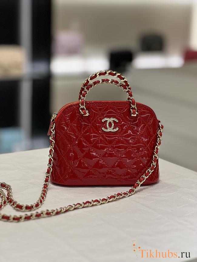 Chanel Clutch With Chain Patent Gold Red 16x11x5.5cm - 1