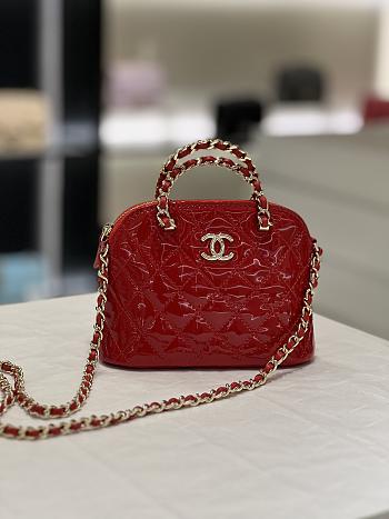 Chanel Clutch With Chain Patent Gold Red 16x11x5.5cm