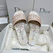 Dior Dway Slide White Jardin d'Hiver Motif Metallic Thread - 4