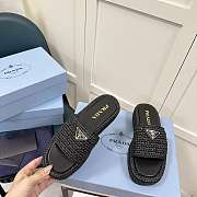 Prada Crochet Flat Slides Black - 1