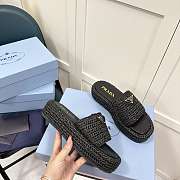 Prada Crochet Flat Slides Black - 2