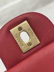 Chanel Flap Bag Top Handle Red Lambskin Gold 20x12x6cm - 5