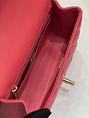 Chanel Flap Bag Top Handle Red Lambskin Gold 20x12x6cm - 4