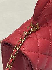 Chanel Flap Bag Top Handle Red Lambskin Gold 20x12x6cm - 2