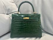 Hermes Kelly Crocodile Green Gold 25cm - 1