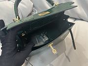 Hermes Kelly Crocodile Green Gold 25cm - 3