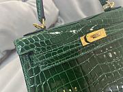 Hermes Kelly Crocodile Green Gold 25cm - 2