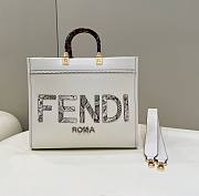 Fendi Sunshine Medium White Leather Elaphe Shopper 35x31x17cm - 1