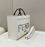 Fendi Sunshine Medium White Leather Elaphe Shopper 35x31x17cm - 4