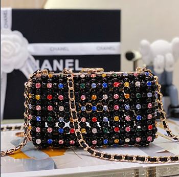 Chanel Evening Bag Glass Pearls & Gold Black Multicolour 17x11x7cm