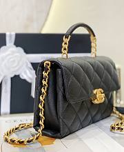 Chanel 23S Flap Bag With Top Handle Caviar Gold Black 19x13x7.5cm - 3