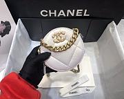 Chanel 19 Round Clutch With Chain Iridescent White Gold 12x12x4.5cm - 5