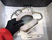 Chanel 19 Round Clutch With Chain Iridescent White Gold 12x12x4.5cm - 3