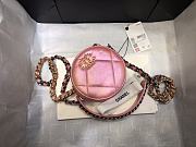 Chanel 19 Round Clutch With Chain Iridescent Pink Gold 12x12x4.5cm - 3