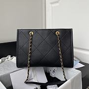 Chanel Shopping Tote Bag Leather Black Gold 34x24x13cm - 5