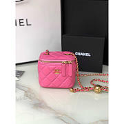 Chanel Lambskin Quilted Pearl Crush Mini Vanity Case Pink 8.5x11x7cm - 1