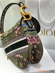 Dior Saddle Green Multicolor Petites Fleurs 25.5 x 20 x 6.5cm - 3