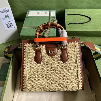 Gucci Diana Small Tote Bag Raffia 27x24x11cm