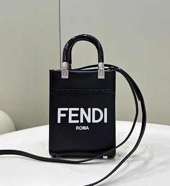 Fendi Mini Sunshine Shopper Black Leather 18x13x6.5cm