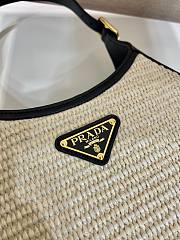 Prada Fabric Leather Shoulder Bag Tan Black 26x17x4.5cm - 3