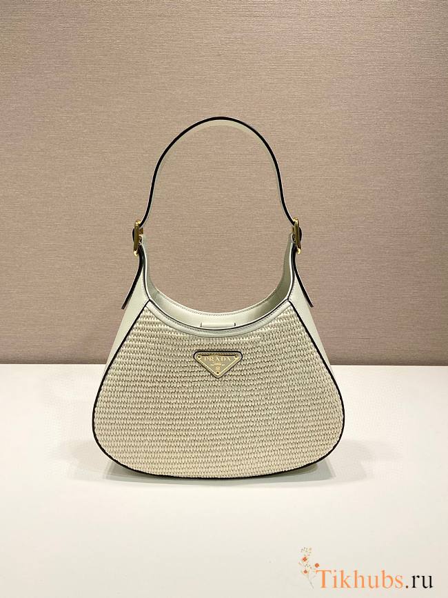 Prada Fabric Leather Shoulder Bag Tan White 26x17x4.5cm - 1