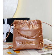 Chanel 22 Mini Handbag Metallic Calfskin & Pink Gold Tone Metal 20x19x6cm - 1