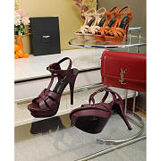 YSL Tribute Heeled Sandals Leather Burgundy Red 13cm - 5