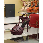 YSL Tribute Heeled Sandals Leather Burgundy Red 13cm - 3