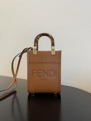 Fendi Mini Sunshine Shopper Brown Leather Bag 13x18x6.5cm - 1