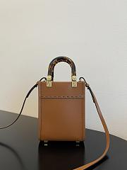 Fendi Mini Sunshine Shopper Brown Leather Bag 13x18x6.5cm - 6