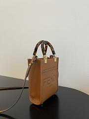 Fendi Mini Sunshine Shopper Brown Leather Bag 13x18x6.5cm - 4