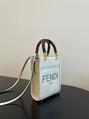 Fendi Mini Sunshine Shopper White Leather Bag 13x18x6.5cm - 4