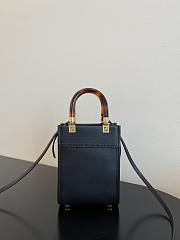 Fendi Mini Sunshine Shopper Black Leather Bag 13x18x6.5cm - 5