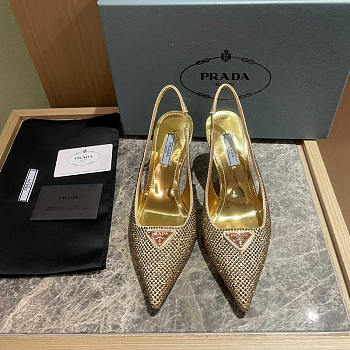 Prada Platinum Slingback With Crystals 8.5cm