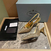 Prada Platinum Slingback With Crystals 8.5cm - 2