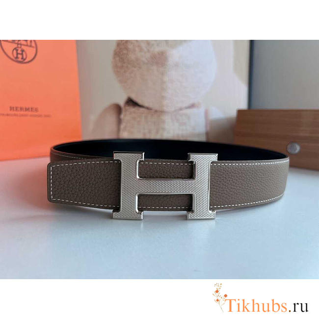 Hermes Togo Leather Belt Gray - 1