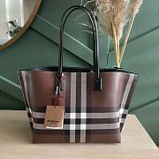 Burberry Medium Check and Leather Tote Brown 34x14x28cm - 1