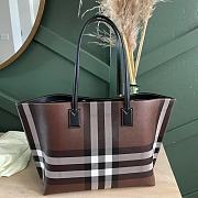 Burberry Medium Check and Leather Tote Brown 34x14x28cm - 3