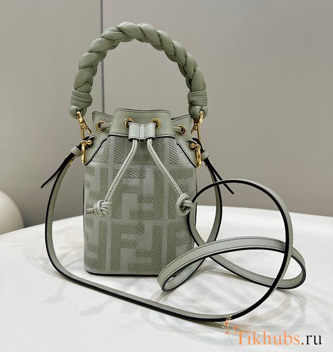 Fendi Mon Tresor Light Green FF Canvas Mini Bag 18x12x10cm - 1