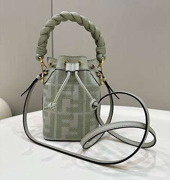 Fendi Mon Tresor Light Green FF Canvas Mini Bag 18x12x10cm