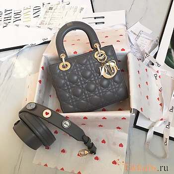 Lady Dior Gray Lambskin Size 20 x 17 x 9 cm