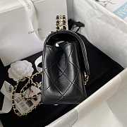 Chanel Camellia Embossed With Top Handle Bag Black 18cm - 3