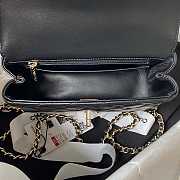 Chanel Camellia Embossed With Top Handle Bag Black 18cm - 5