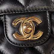 Chanel Camellia Embossed With Top Handle Bag Black 18cm - 6