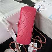 Chanel Camellia Embossed With Top Handle Bag Rose Red 18cm - 6